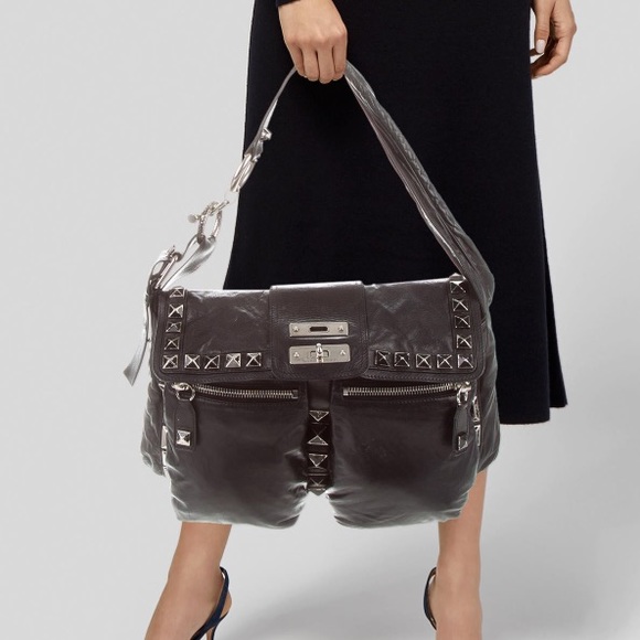 Last Day!MARC JACOBS BLACK STUDDED MESSENGER - Picture 2 of 9